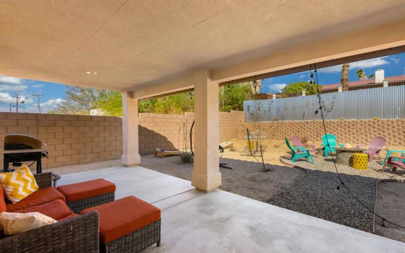 Covered patio seating area