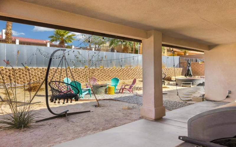 Covered Patio view of Backyard