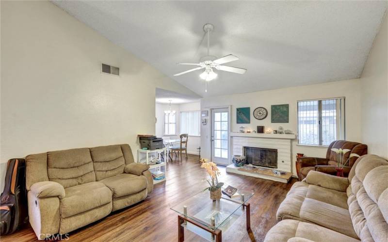 Living room with fireplace.