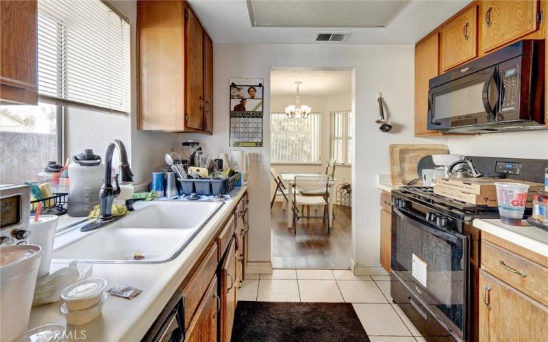 Kitchen with newer faucet.