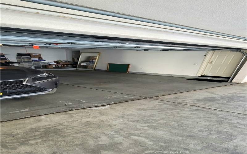 two car garage and storage area.