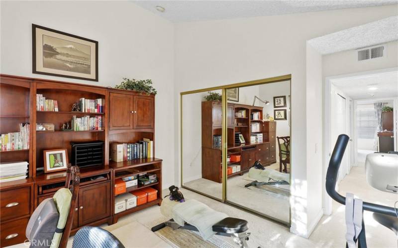 Secondary bedroom #2 with mirrored wardrobe doors and high ceilings