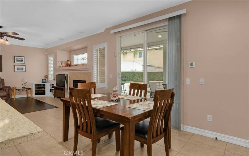 Sliding glass door opens to the patio