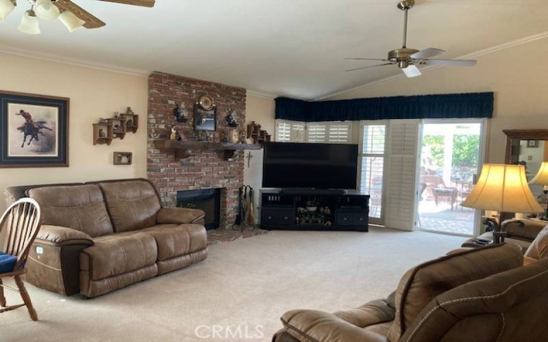 Living room with a fireplace.