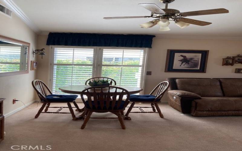 Formal dining area in the living room.