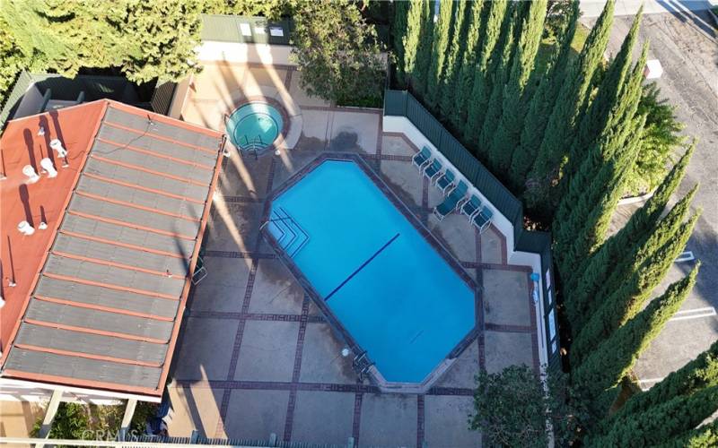 Drone Photo of Pool and Spa