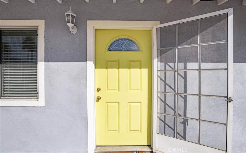 Front entrance with screen door