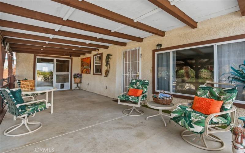 Covered patio with two Entrance to your New Home!