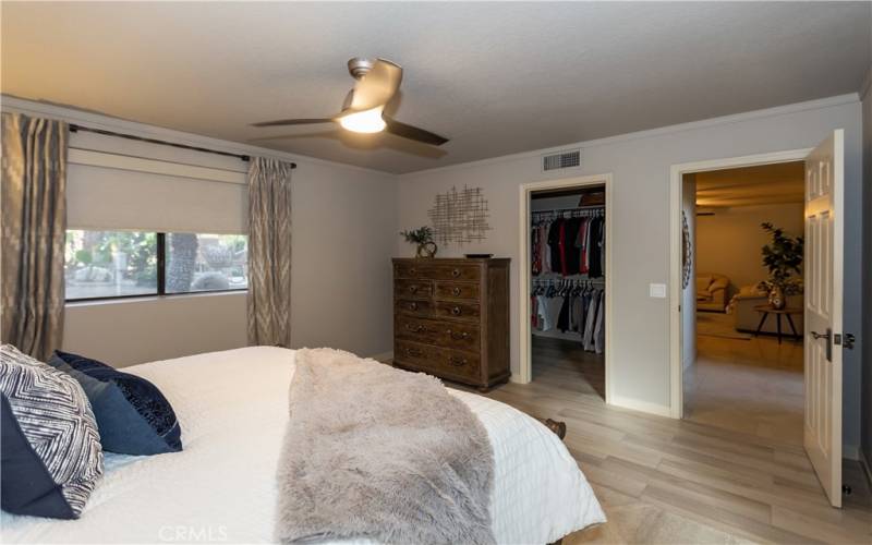 Primary bedroom with electric blinds!