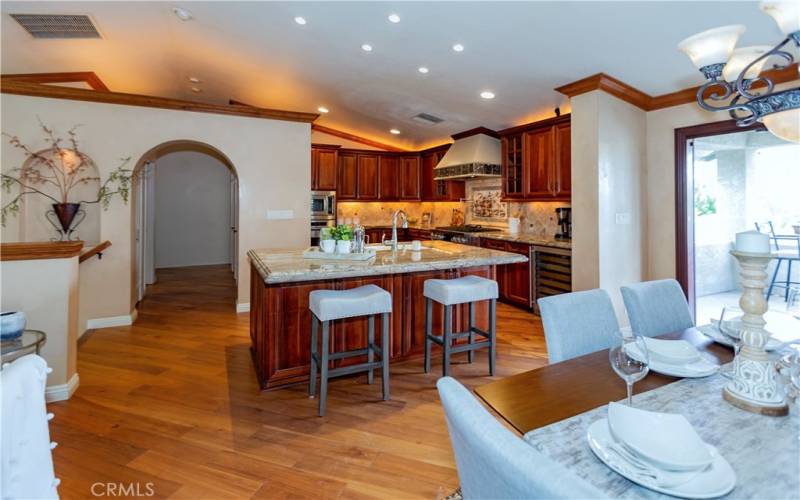 looking into the kitchen from the dining room