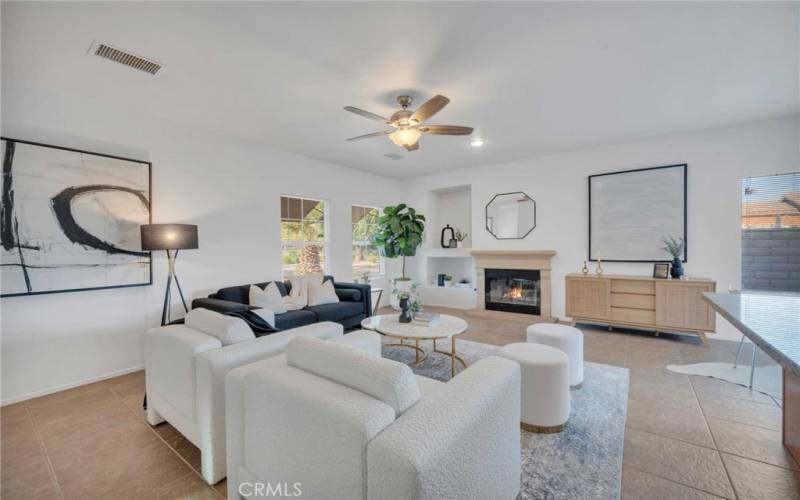 Living room with fireplace