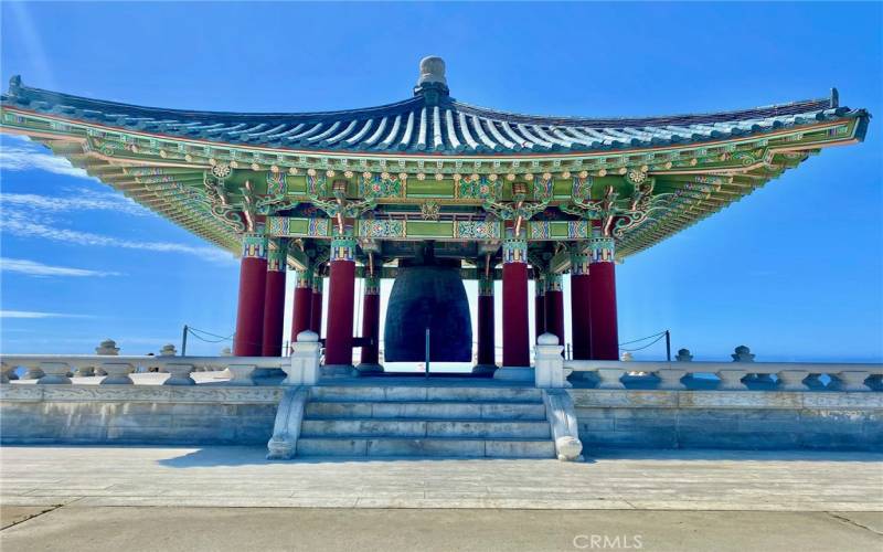 The iconic Korean Bell located in Angels Gate Park and overlooking the ocean and off leash dog park.