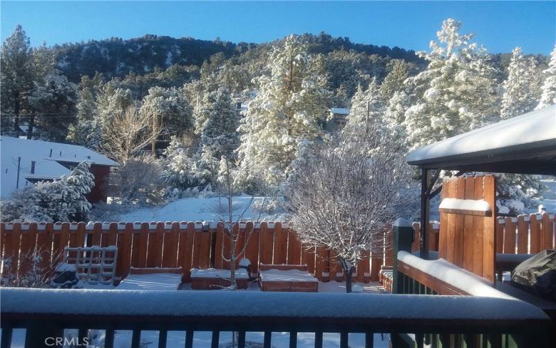 Back deck winter snow