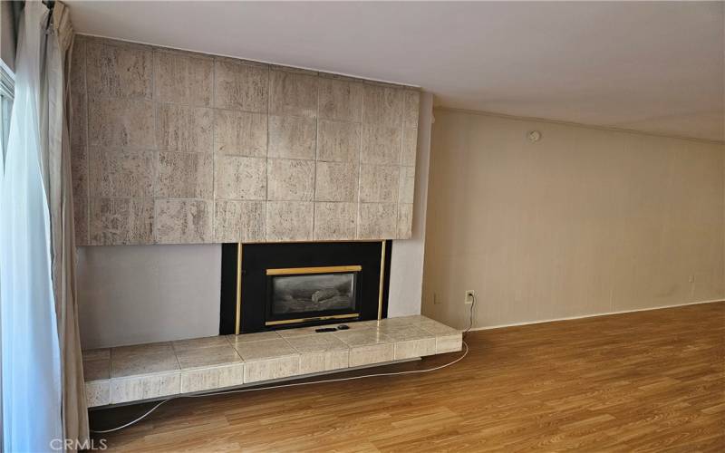 Stone fireplace with gas insert