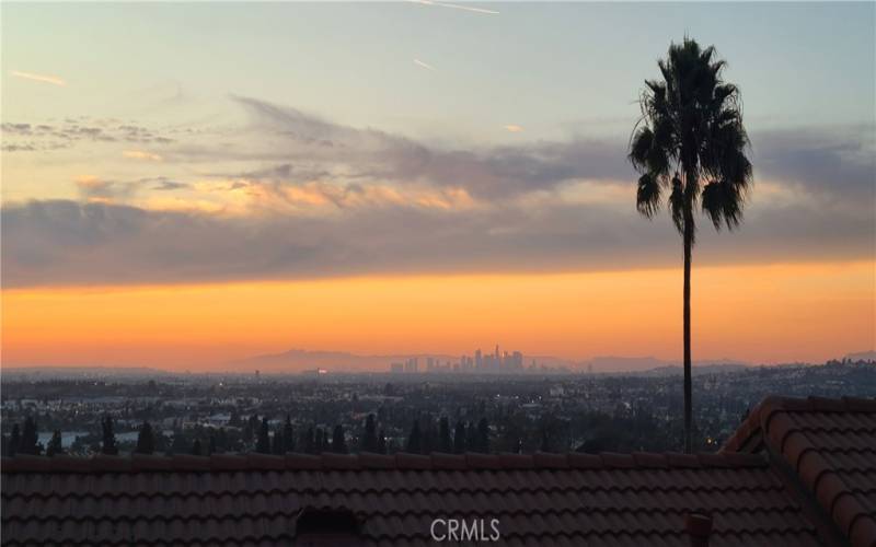 Downtown LA views at sunset