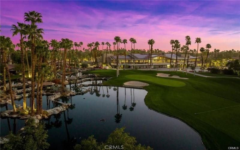 The Lakes Club House at sunset.