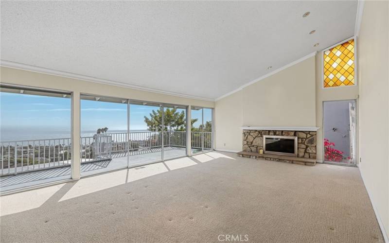 Upstairs living room with fireplace