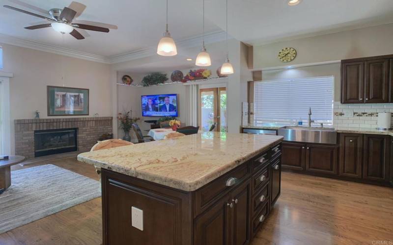 Kitchen bar looking into Family room