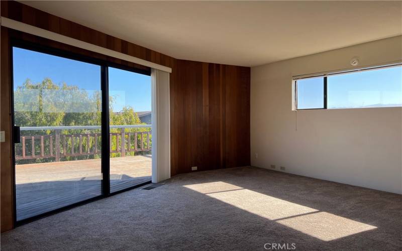 MAIN BEDROOM OFF UPPER DECK LOOKING OUT