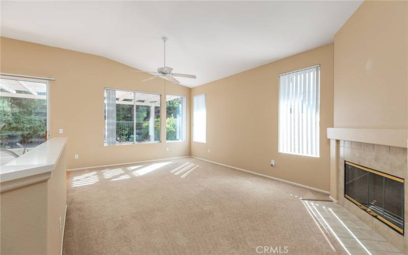 Family room with fireplace