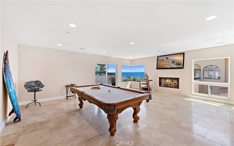 Family Room with Ocean View and Fireplace