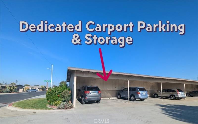 Dedicated Carport Parking & Additional Storage. Parking Spot #32 in Building # 71