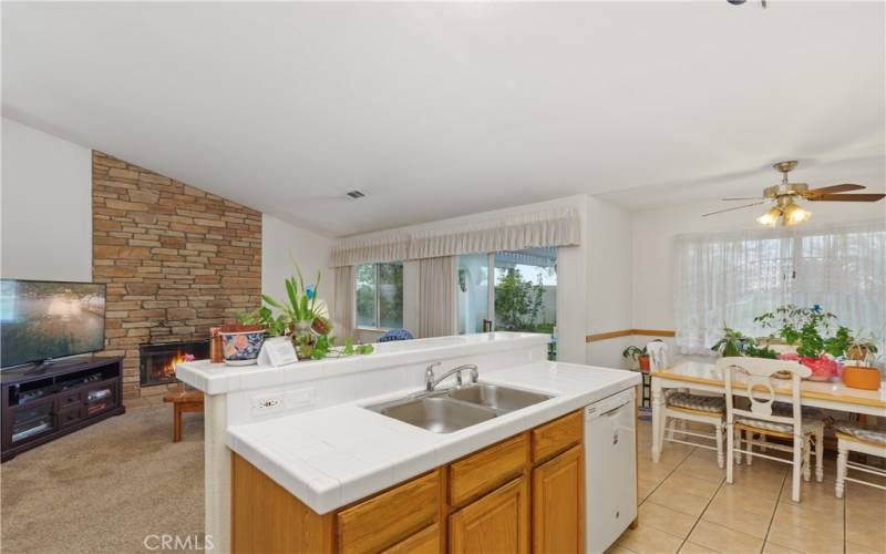 Separate family room with fireplace