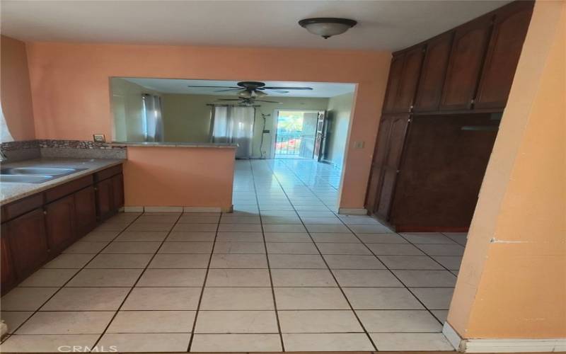 VIEW FROM KITCHEN TOWARDS LIVING ROOM
