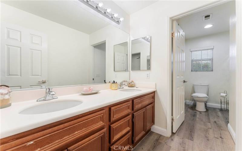 Upstairs Bathroom with dual sinks