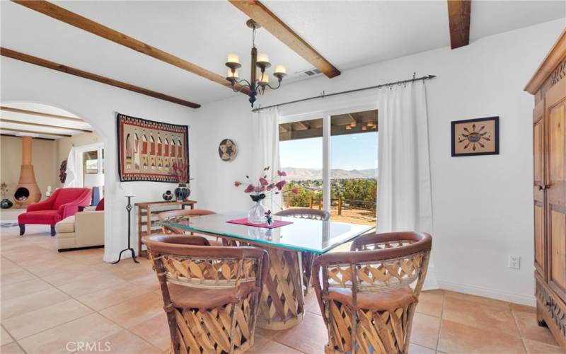 Dining room overlooks the mountains and golf course.