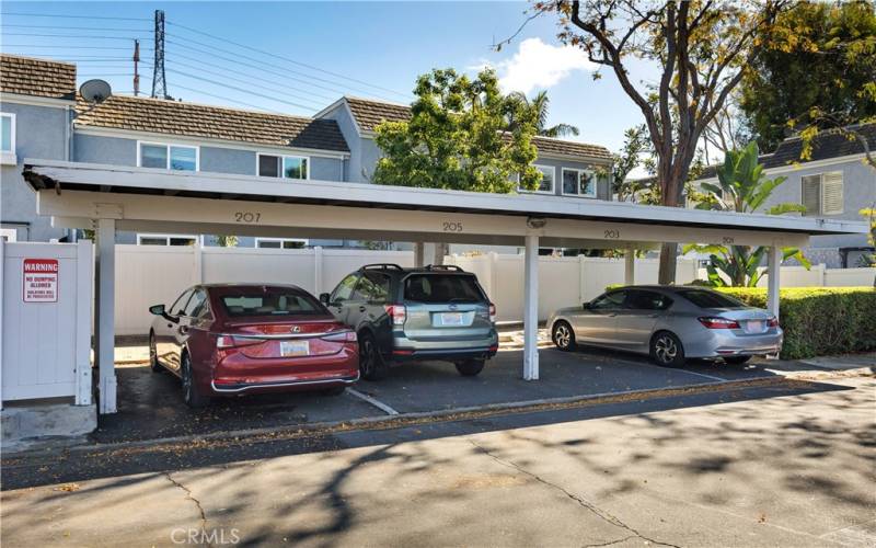 The one carport is close to the house...