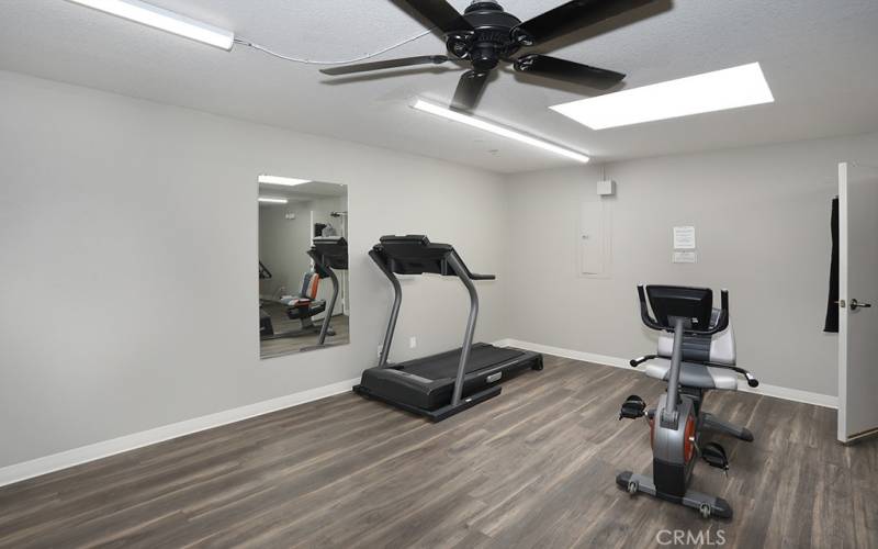 Gym equipment located in the laundry area!