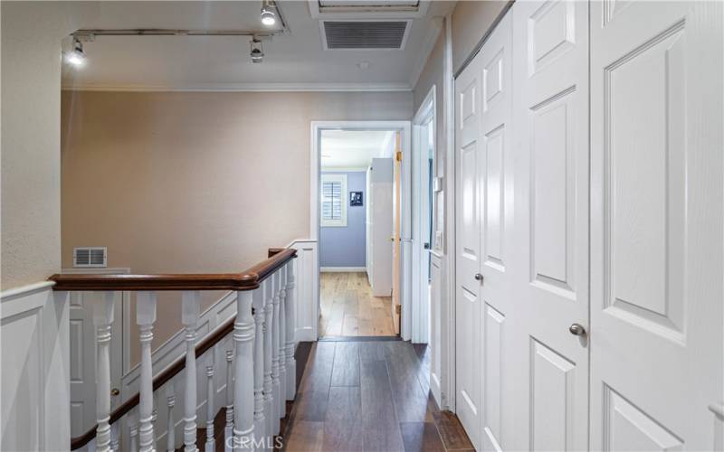 Hall upstairs, washer dryer in closet