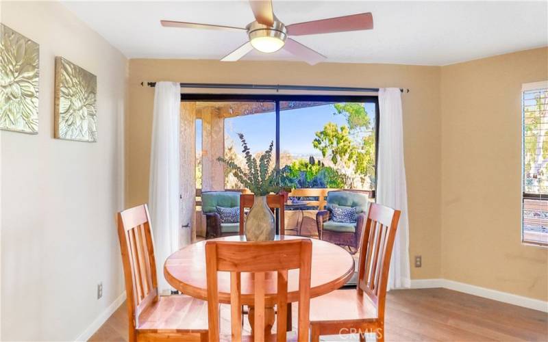 Dining area overlooking the patio