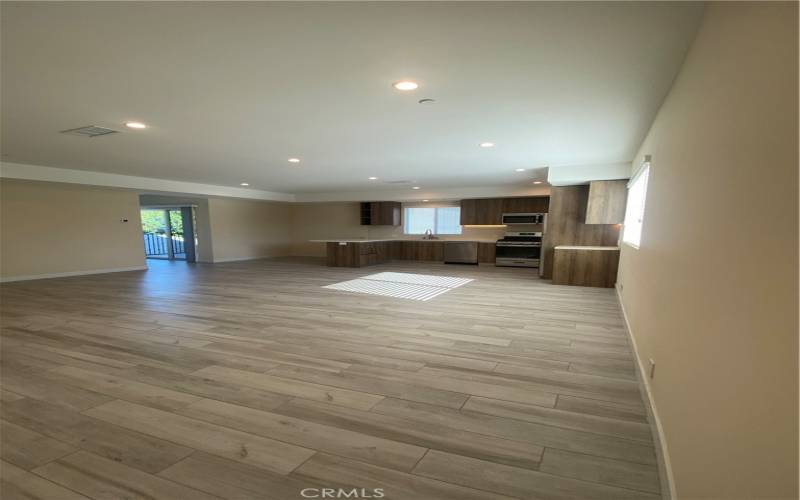 Open layout of livingroom and kitchen