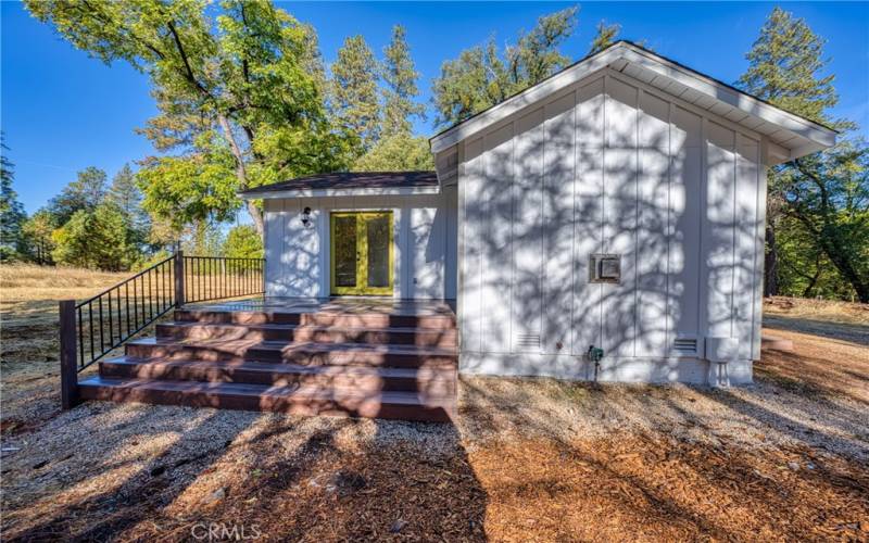 Bedroom French doors to private deck in nature on your own acreage.