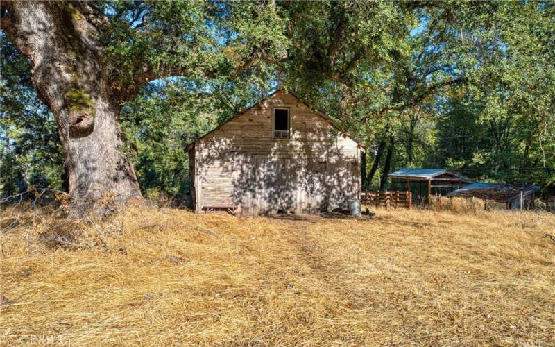 Animal pens or covered storage for wood or hay