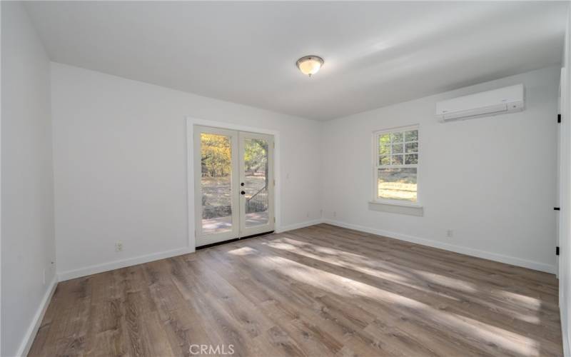 Main bedroom with mini split heat and air.