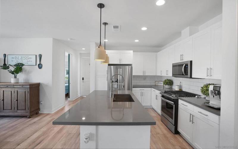 Kitchen View with Dining Area to the Left