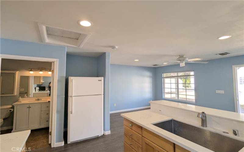 Kitchen connected to bathroom