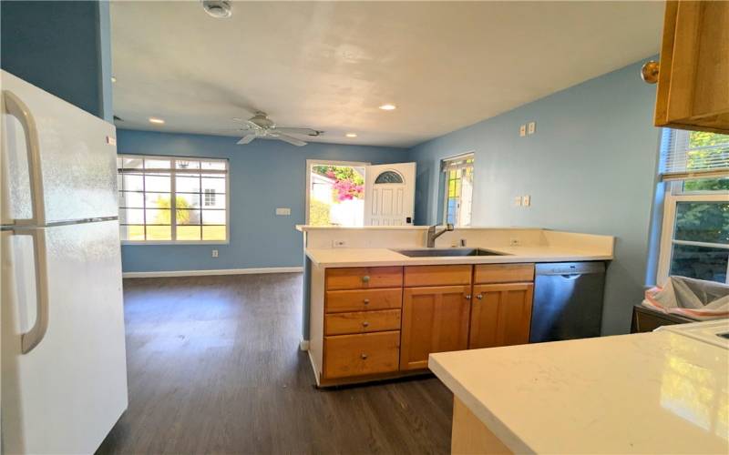 kitchen connected to living room