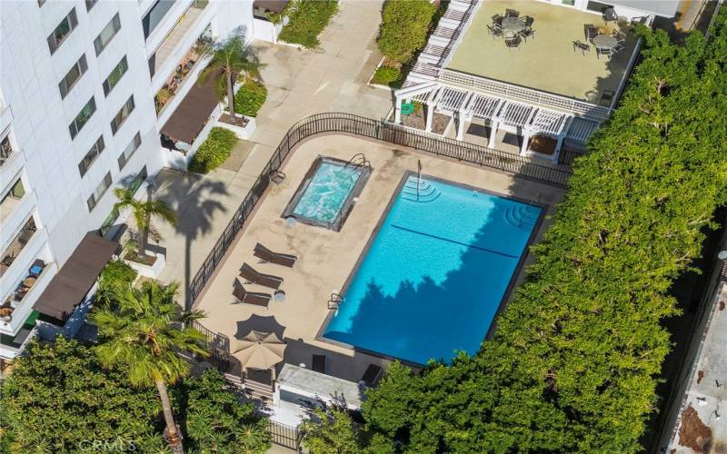 Aerial view of the pool