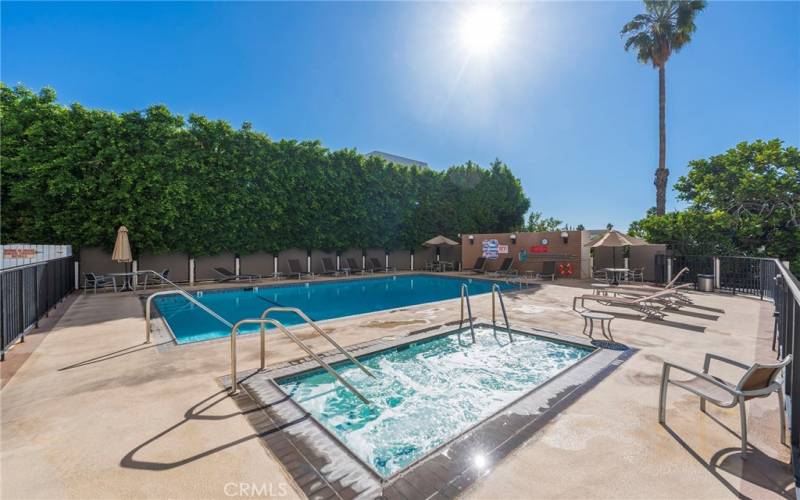 Large pool and jacuzzi