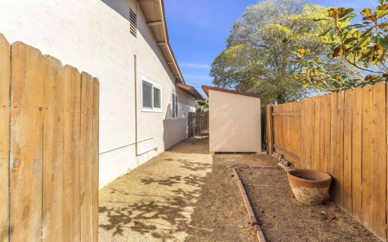 Side yard with Shed