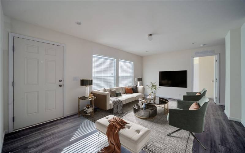 Please note that the image shown is a virtually staged representation of the room and is intended to provide a visual concept of the space. The actual room may differ in appearance, and the furniture and decor depicted are not included in the sale. For an accurate understanding of the property's current condition and layout, we encourage you to view the home in person. Thank you 
