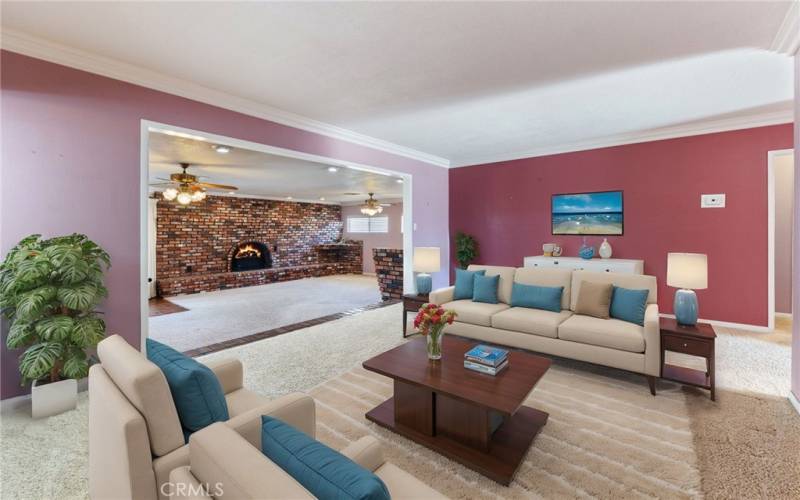 Living room with virtual staging