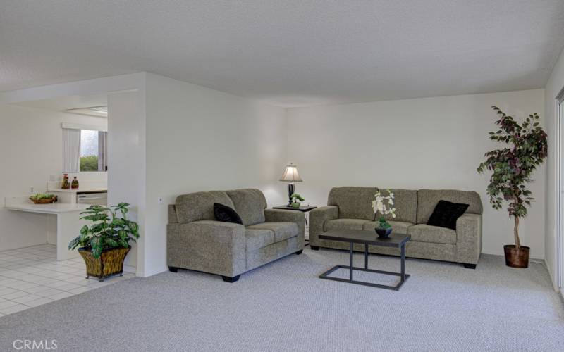 View from the living room toward the kitchen.