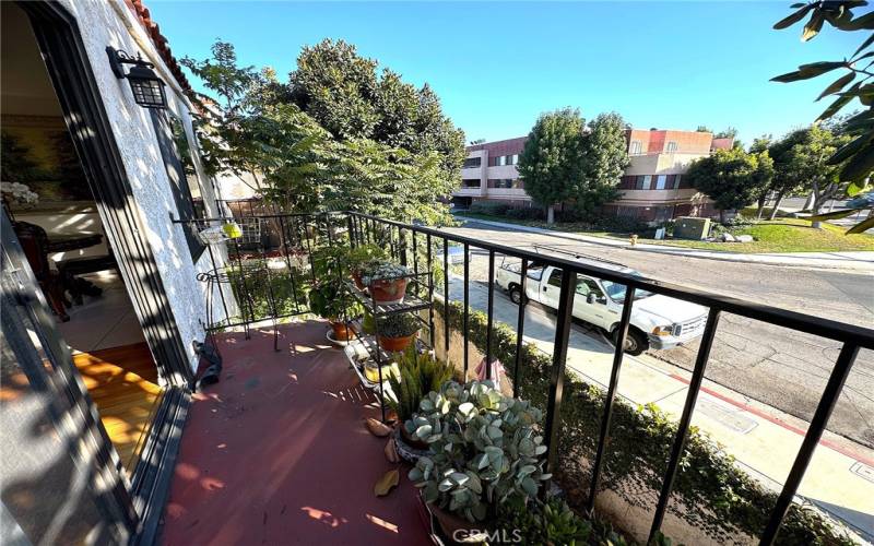 Nice bright balcony with view of park