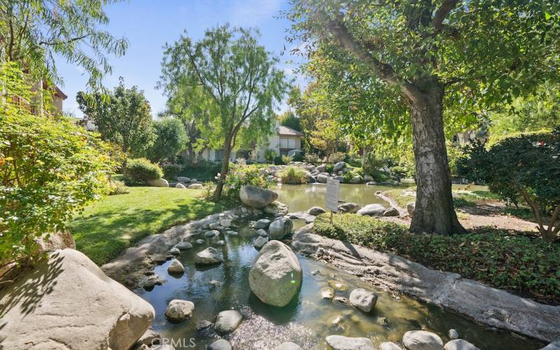 Serene creekside living featuring waterfalls.