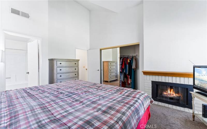 View of electric fireplace in Master Bedroom